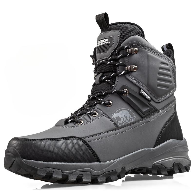 Men's Winter Warm Snow Boots With Fur Lined Outdoor Anti-Slip Waterproof Walking Ankle Booties for Male Comfortable Hiking Mid-Calf Boots Shoes