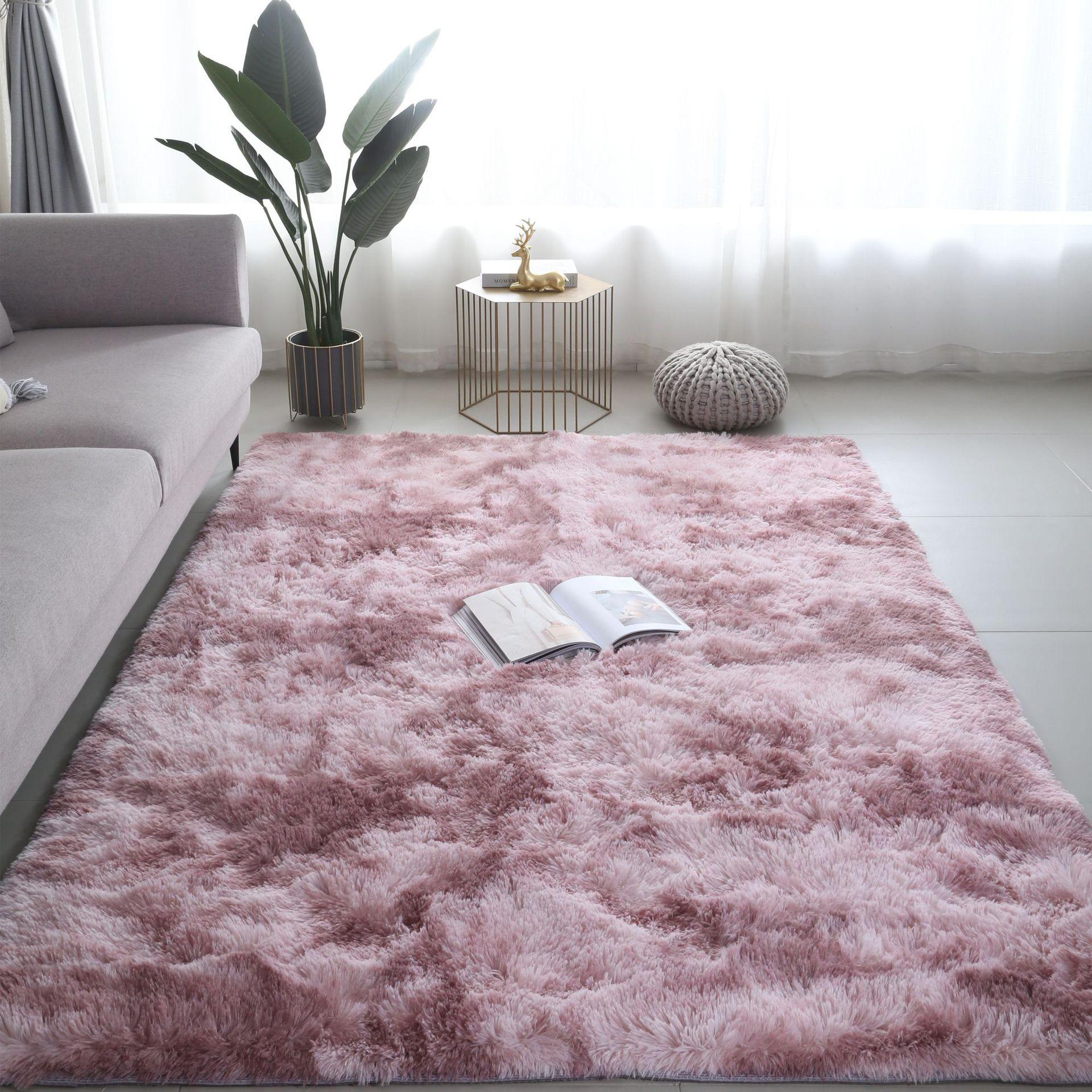 

VIKAMA Light Luxury Silk Wool Tie-Dyed Plush Soft Shaggy Carpet Sofa Rugs Bedside Rugs Children s Game Mats Home Decoration 40X60CM (1.3X2FT