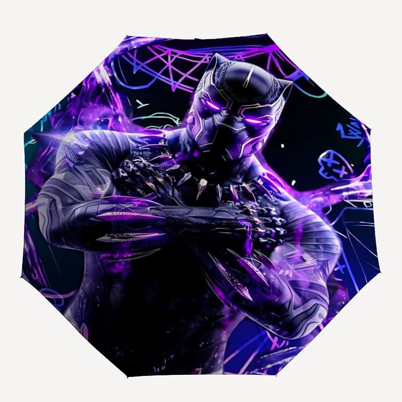 

1pc Black Panther, Vibranium Automatic Folding Umbrella - Compact 8-Rib Design, Durable Plastic & Iron, Daily Use Z1230033