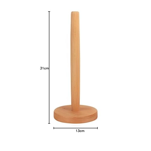 fogman Kitchen Paper Holder, Paper Towel Holder, Natural Wood, Nordic Style, Tower Design, Non-Slip (Round)
