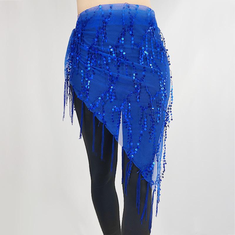 Neon Bauchtanz Hüftkette & Hüfttuch mit Pailletten & Quasten - Anfänger Übungsrock