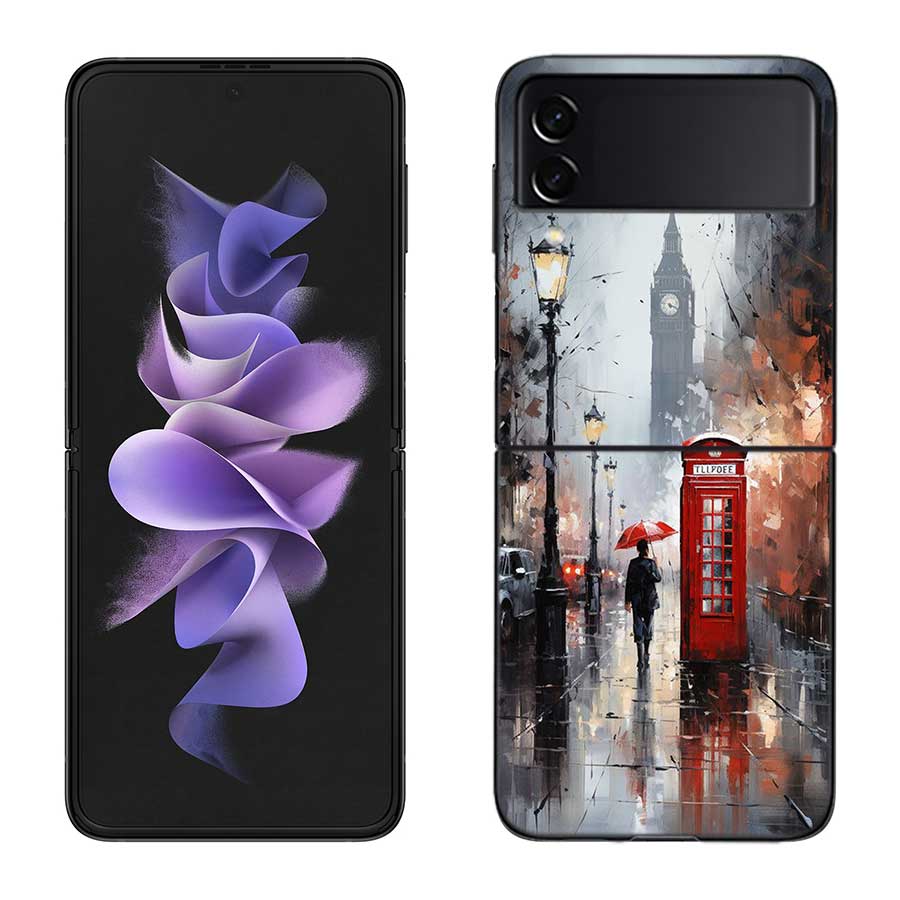 Artist London Painting Oil Painting Case For Samsung Z Flip 6 5G Galaxy Z Flip 5 4 3 5G Black Hard Cell Phone Cover Luxury PC Sh