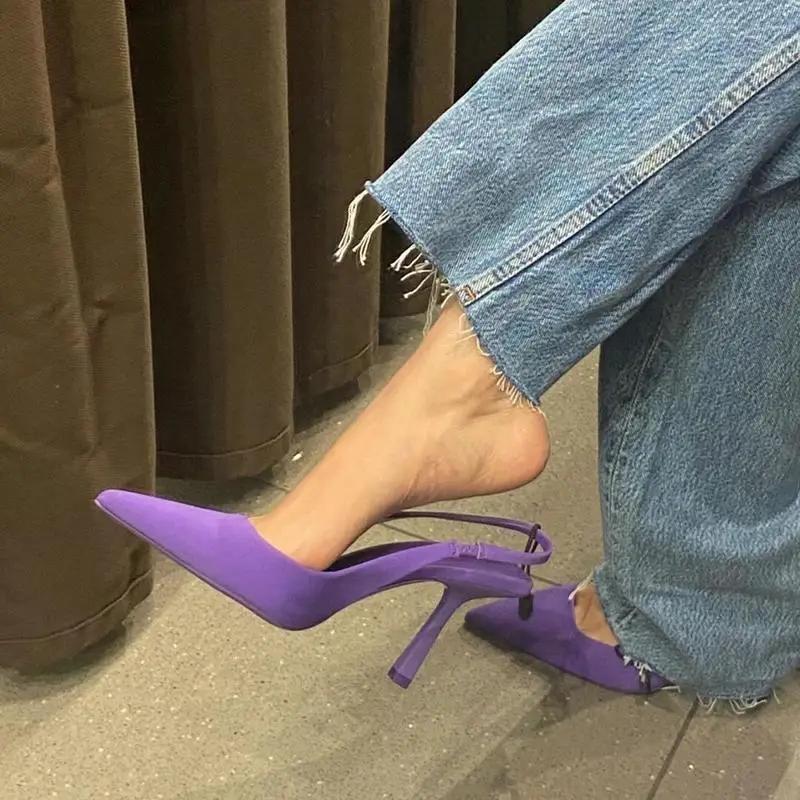 Sandals for Woman Pointed Toe Women's Shoes Green Footwear Office Work High Heels Stiletto Summer 2025 H The Best Shoe Vintage F