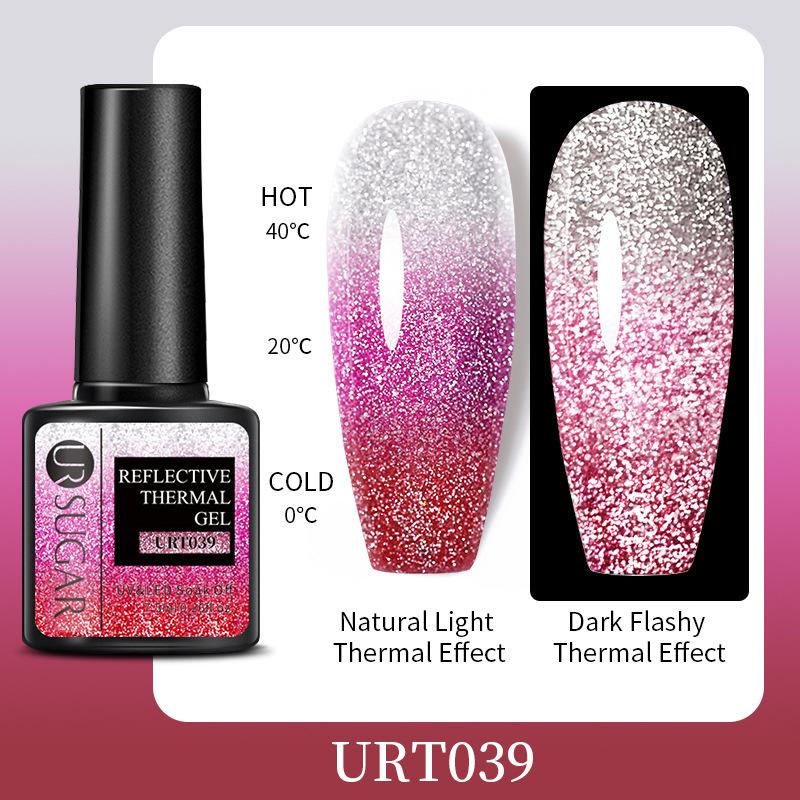 Bouncing Warm Glitter Powder Broken Diamond Glue, Bright And Explosive Glitter Phototherapy Glue Removable Color-Changing Nail Polish Glue Set