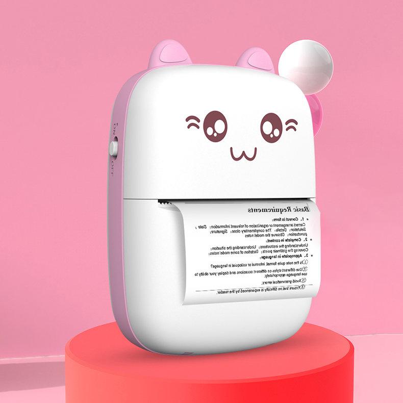 Mini Cat Thermal Label Printer Bluetooth Phone Printer Fun Print Pink