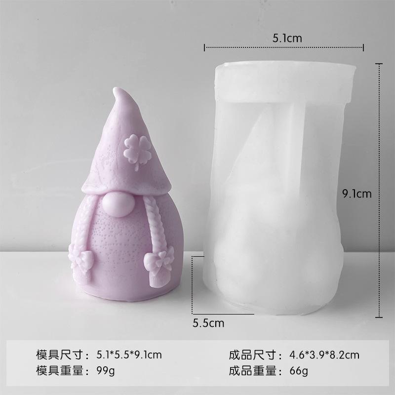 Weihnachten 3D Zwerg Silikon Kerzenformen DIY Glücksklee Älterer Aromath Wachsform Gipsstatue Harzgusswerkzeuge Heimgeschenke