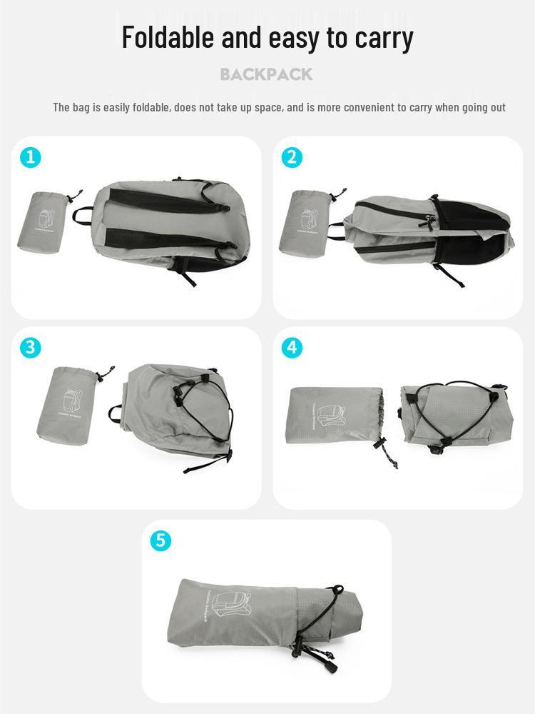 Lightweight Waterproof Folding Backpack for Outdoor Activities - Double Shoulder, Large Capacity