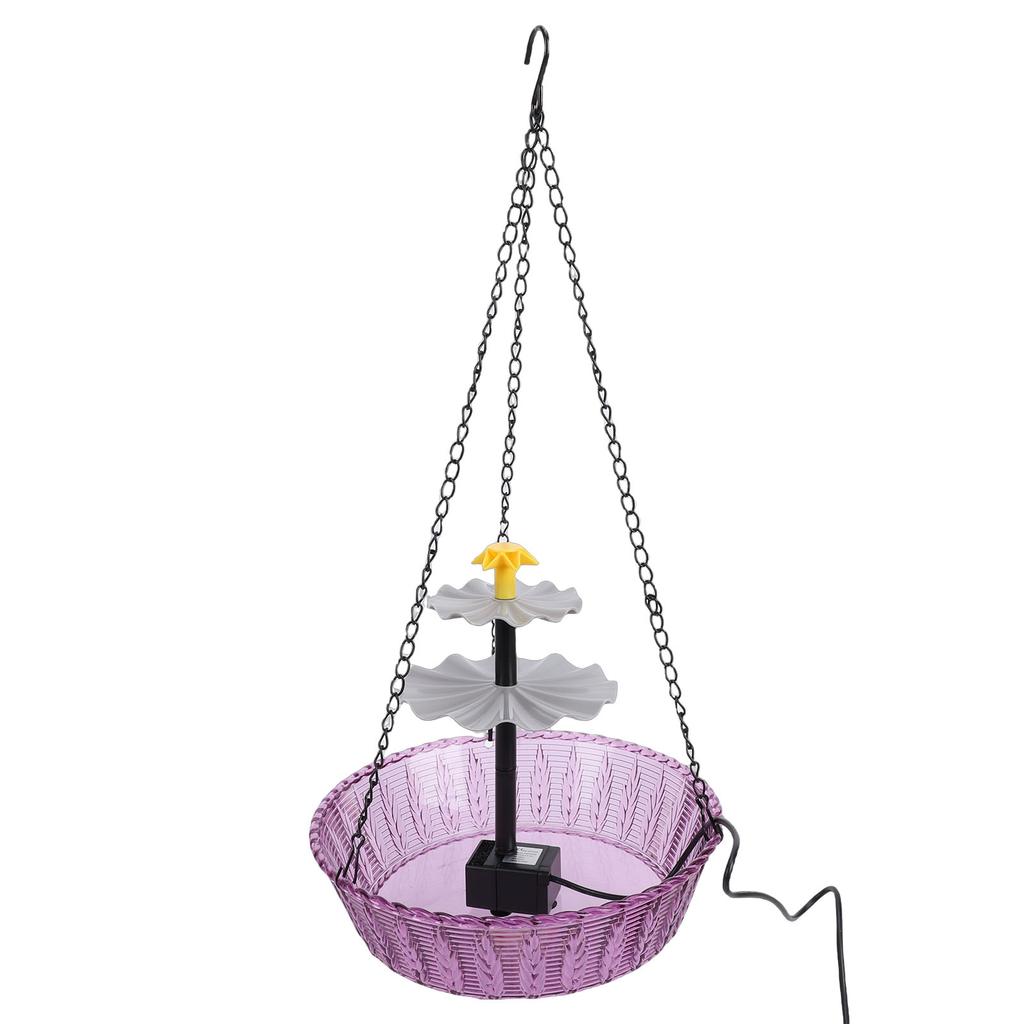 Solar Bird Bath with Fountain Plastic Hanging Bird Bath Bubbler Bowl for Outdoor Garden Balcony