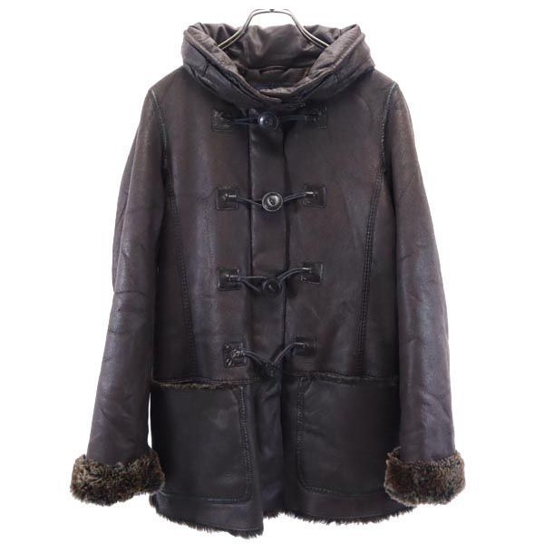 ARMANI JEANS fake leather jacket USA 4 Dark brown Fur lining Men's Used