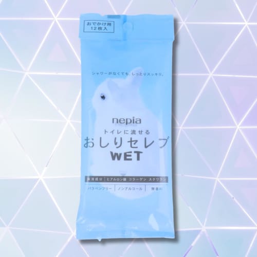 Nepia Flushable Buttocks Celeb Wet, 12 Sheets, Portable Disinfecting Wipes (6 Packs)