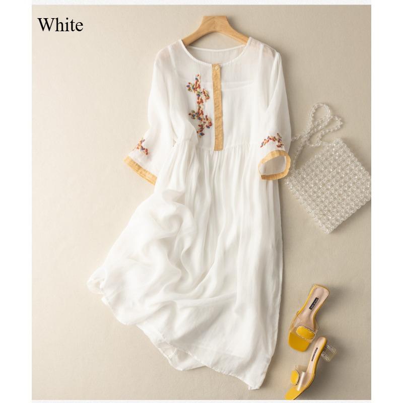 

Летнее Новое Модное Женское Свободное Платье с Короткими Рукавами M белый