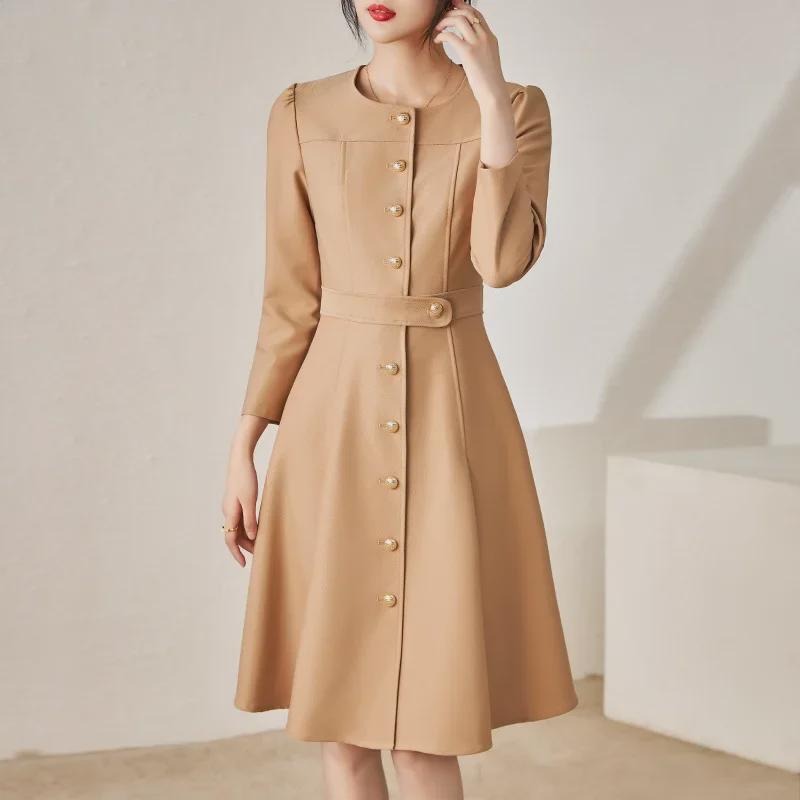 Vestido de Otoño Estilo Francés Nanyou de Cintura Ajustada para Mujer