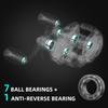 Portable Long Cast Baitcasting Reel 7.2:1 Gear Ratio Reel Freshwater Aluminum Spool 8 KG Drag Fishing Coil 7+1BB Aluminum Waterdrop Wheel Lure Reel