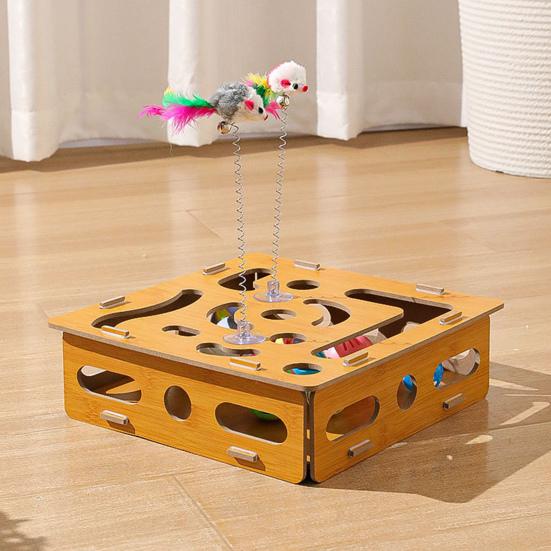 Cat Scratch Puzzle Box Cat Nail File Enrichment Box Interactive Self-Play Maze Box Scratcher for Indoor Cats Mental Stimulation