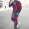 Men Blue Galaxy Starry Light Trail Print Long Sleeve Sweatshirt Jogger Pants Two Piece Suit