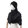 Headscarf Hat with Bright Bead Pleated Design Solid Color Shawl
