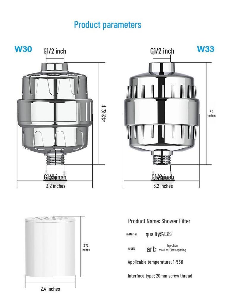High-Flow 15-Stage Shower Filter: Removes Residual Chlorine & Beautifies Skin with 20-Layer Filter