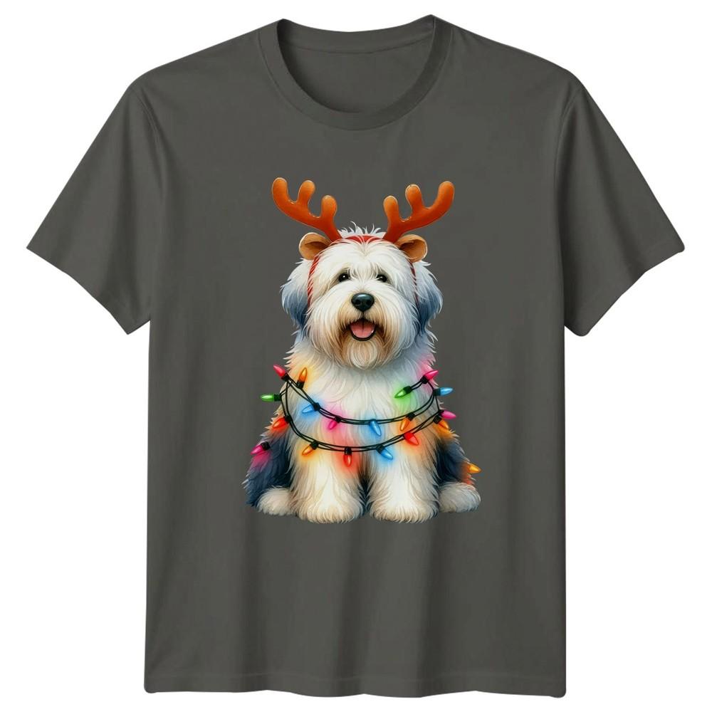 Festive Dog Christmas Lights Holidays Unisexs T Shirt Unisexs Tee Graphic Unisex Top S