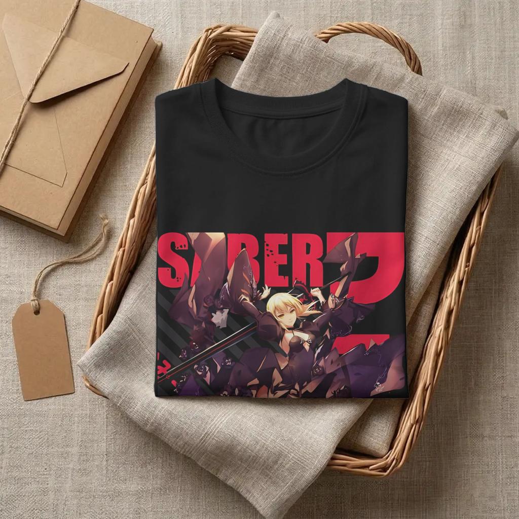Fate Stay Night Saber Alter T Shirts 100 Cotton Vintage TShirts O Neck Tee Shirt Short Sleeve Clothing Gift Idea