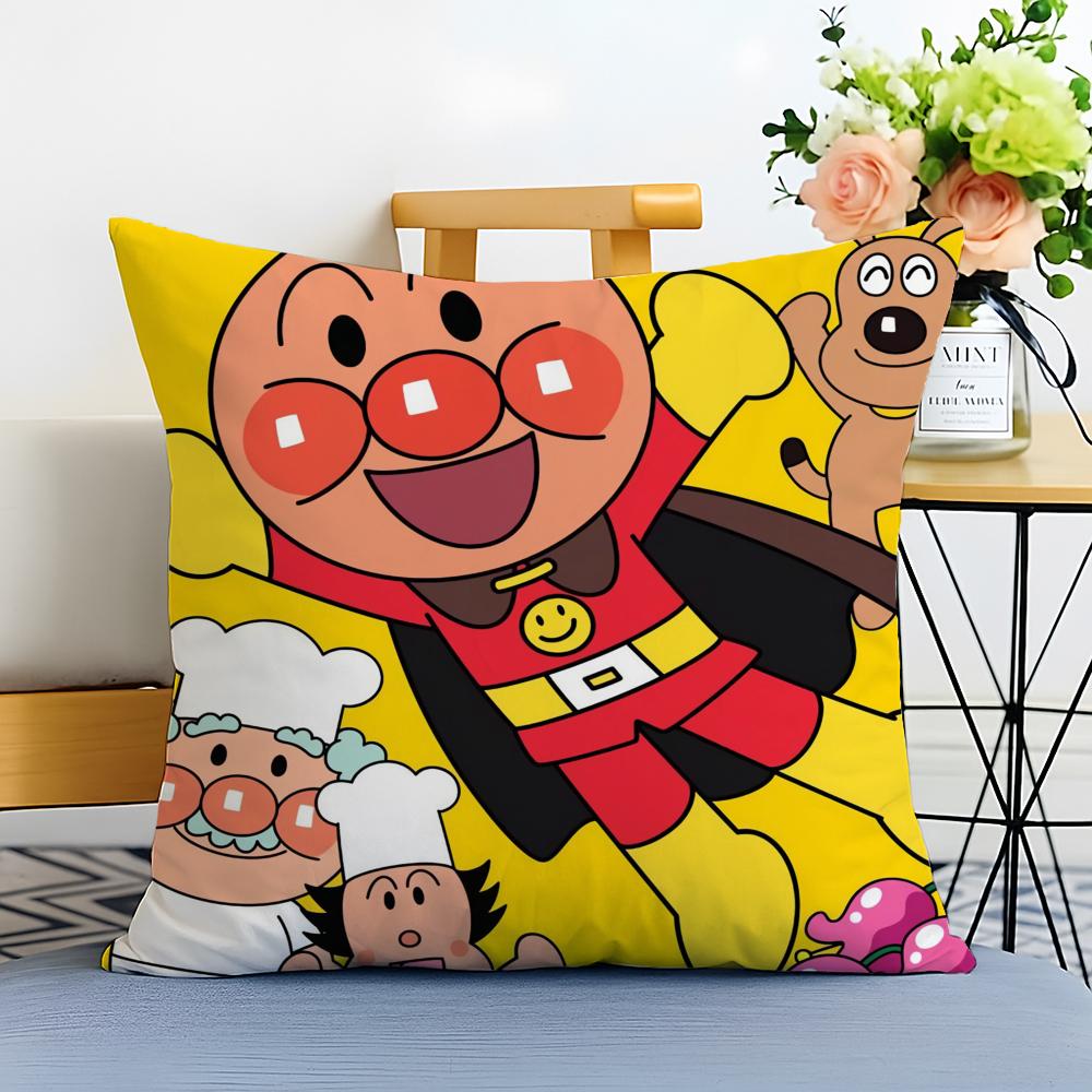 Anime Kawaii AAnpanman Cushion Cover Washable Linen comfort Soft for Sofa Bed Cozy Home Room Decor