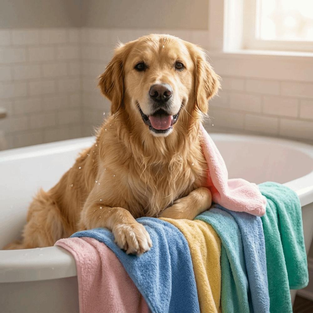 

Deerskin Fabric Dog Bath Towel Soft Texture Absorbent Pet Towel Pet Towel Bath Time Use жовтий
