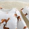 4pcs Baby Adorable Deer Pattern Bodysuit + Hat + Baby Mittens + Comfy Pants Clothing Set
