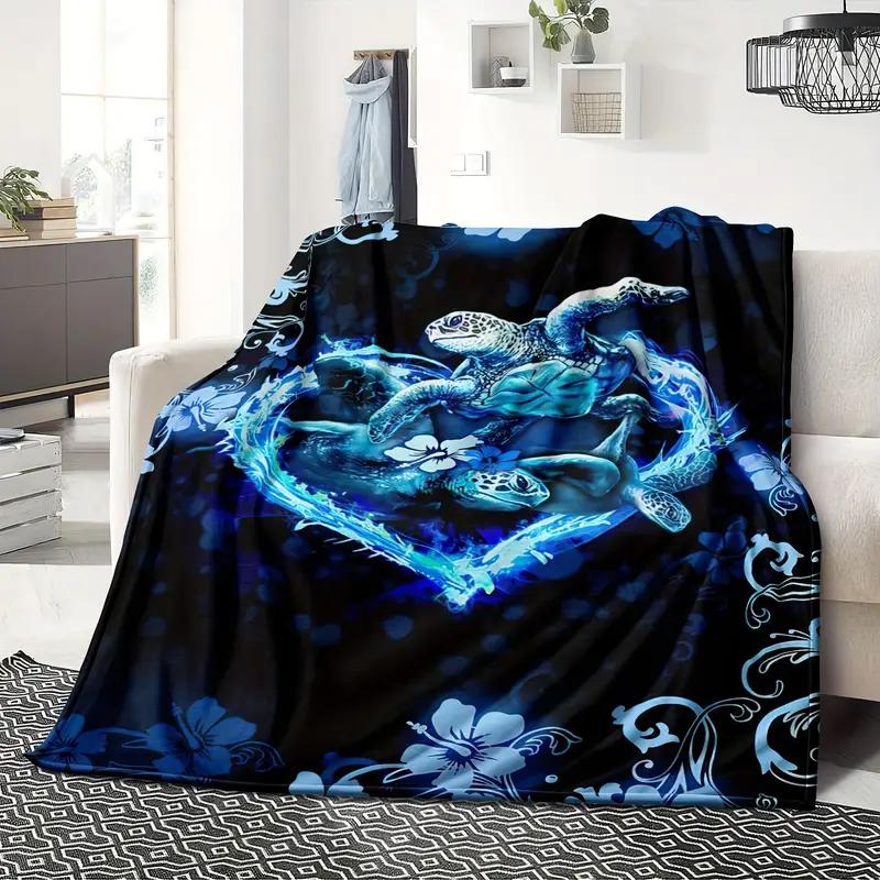 Turtle Pattern Flannel Blanket, Sofa Blanket, Gift Blanket Suitable for Sofa, Bed, Office and Camping Christmas Halloween
