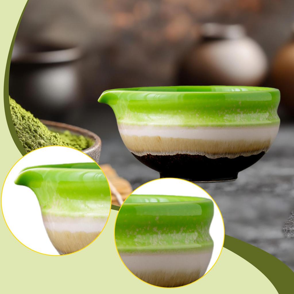 Ceramic Matcha Bowl Green Tea Cup Smooth Household Easy To Clean with Pouring
