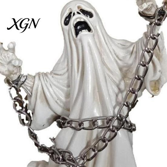 Creative Holiday Collection Figurines Halloween Ghost Figurine, Resin Miniature Chain Ghost, Face-Palm Pumpkin Craft Ornaments for Collections