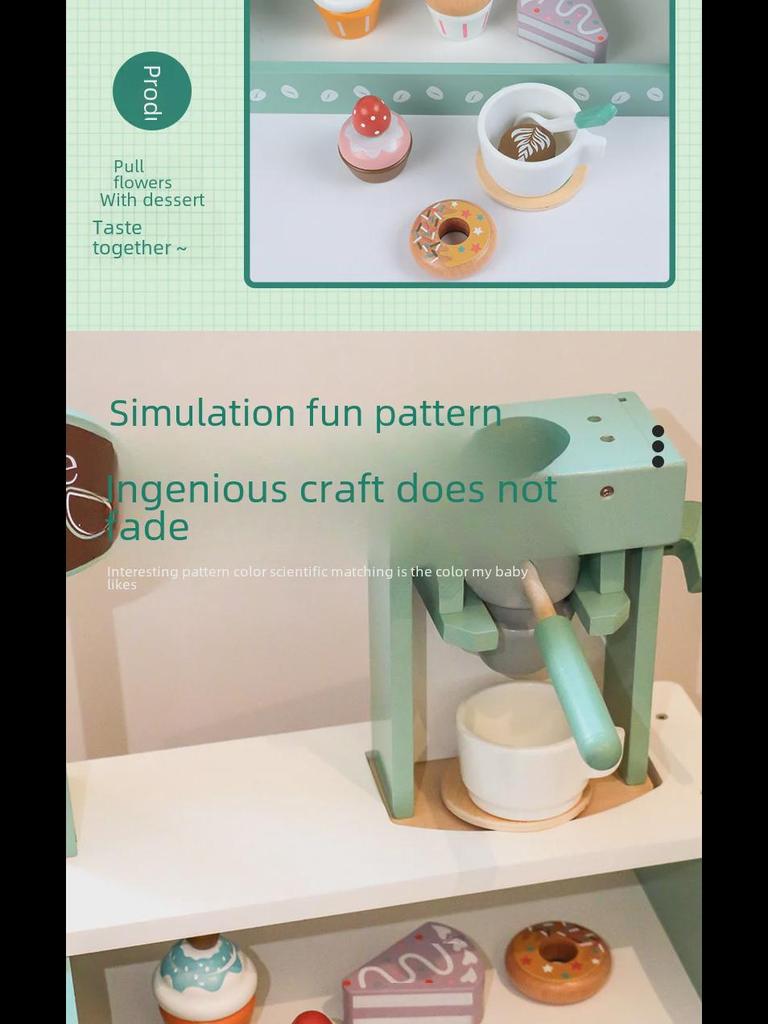 Wooden Kids' Tea Party Playset: Afternoon Tea Dessert & Cutting Toy Combo