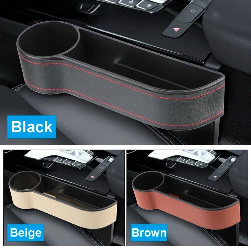 PU Leather Car Seat Gap Storage Box Universal Seat Gap Slit Box with Charging Hole Phone Bottle Keys Holder Box Auto Organizer.