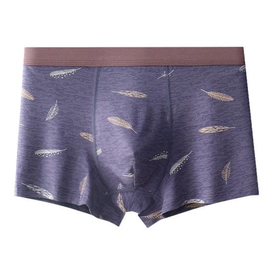 

Мужские трусы-боксеры облегающие, высокоэластичные, с принтом перьев, шорты-трусы дышащие XL фиолетовый
