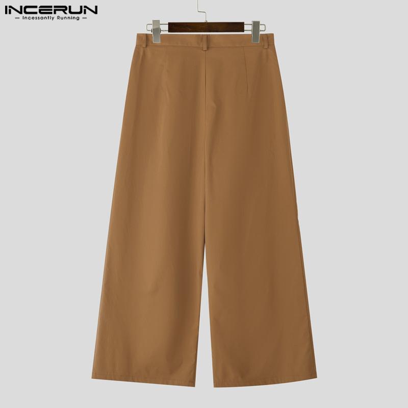 INCERUN Men Outfits Long Sleeve Cropped Tops and Long Pants Casual Party Sets