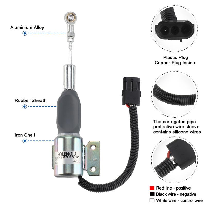 3932530 24V Diesel Engine Shut Off Solenoid SA-4756-24 for Cummins 4BT, 6BT5.9 Excavator