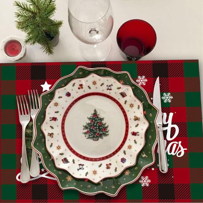 Buffalo Plaid Christmas Placemats, Waterproof Festive Prints For Xmas Table Decoration