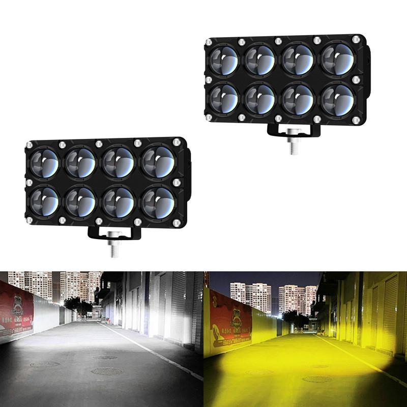 1/2 Pcs 8 Lens Auxiliary Motorcycle Spotlight Working Fog Lights Headlight Driving Spot Lamp - 32W/9-80V