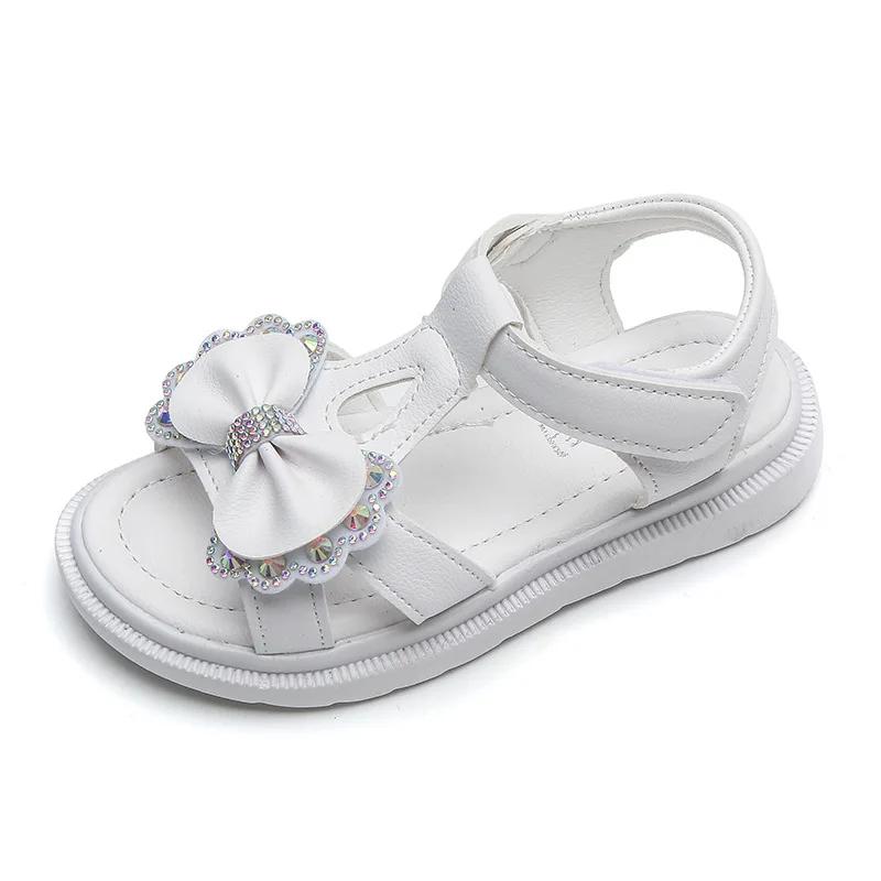 Girl's Sandals 2024 Summer Children's Princess Beach Shoes Students Comfortable Sweet Princess Fashion Shoes Elegant Temperament