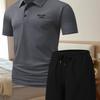Mens Summer Track Suits 2 Piece Shorts Sets Short Sleeve Sweatsuit Outfits Golf Polo Shirts 