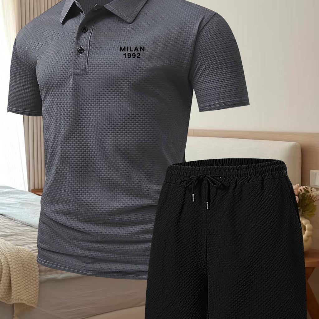 Mens Summer Track Suits 2 Piece Shorts Sets Short Sleeve Sweatsuit Outfits Golf Polo Shirts