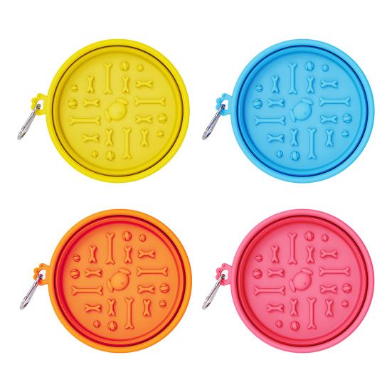 Foldable Pet Bowl Portable Slow Feeder Bowl with Suction Cups Non-Slip Silicone Collapsible
