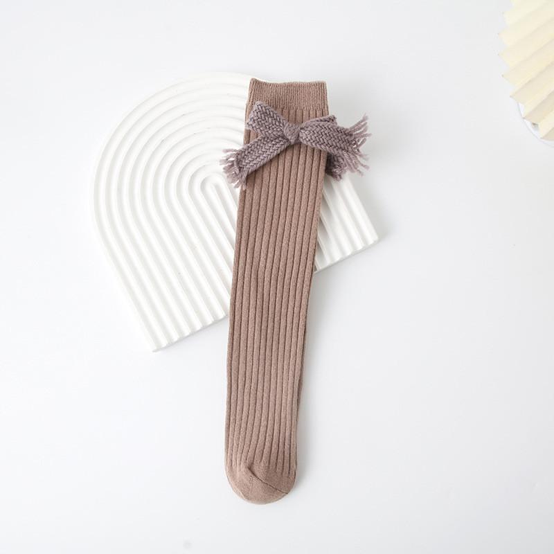 Children Bow Long Socks Red Christmas Kids Girls Princess New Year Autumn Winter Warm Leg Protection Socks