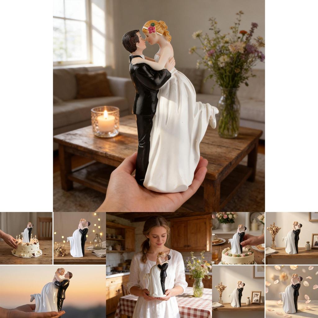 Western Style Cake Topper With Resin Bride And Groom Figures For Wedding Party Decor