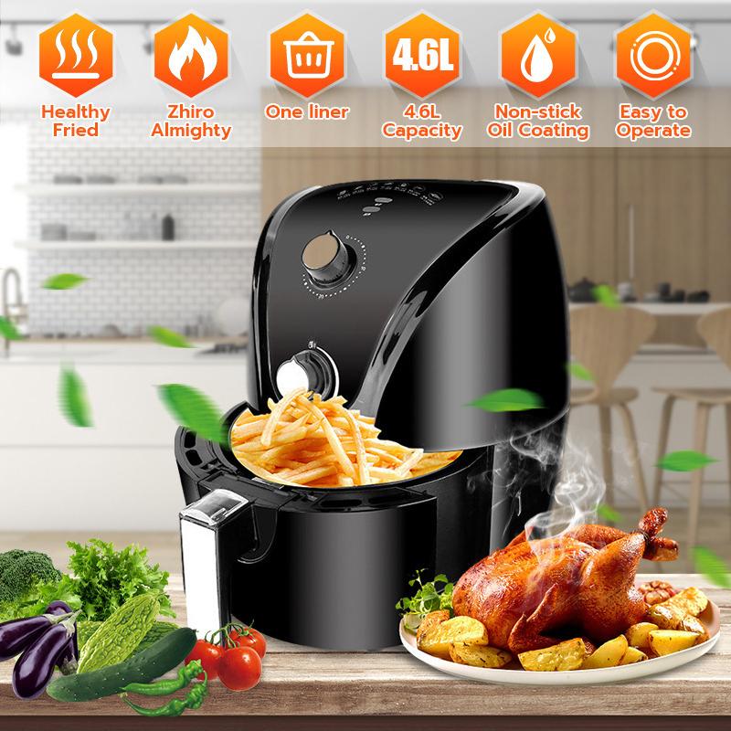 Large Capacity Electric Deep Airfryer 1400W Multifunction Air Fryer Chicken Oil Free Air Fryer Health Fryer Pizza Cooker 4.6L