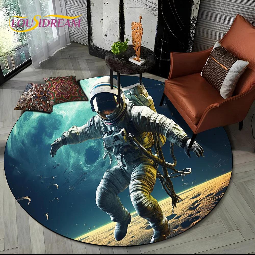 

Ковер-круг мультяшный космонавт Вселенная 3D Космос для гостиной спальни детской комнаты, коврик для питомцев нескользящий 60cm
