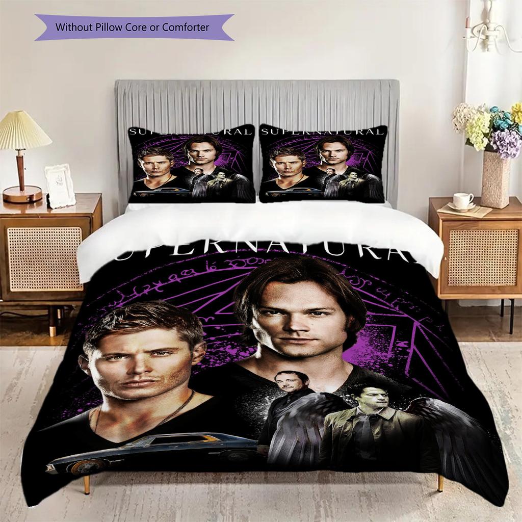 Supernatural Mysteries Bedding (1 * Duvet Cover + 2 * Pillowcase, Without Core) 2D Flat Christmas Birthday Gift Duvet Cover and Pillowcase