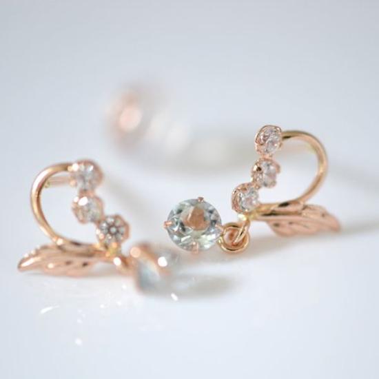 Kotobuki Jewelry March Birthstone Aquamarine Angel of Happiness Earrings In 14K Gold Set with Polishing (Gift Cloth)