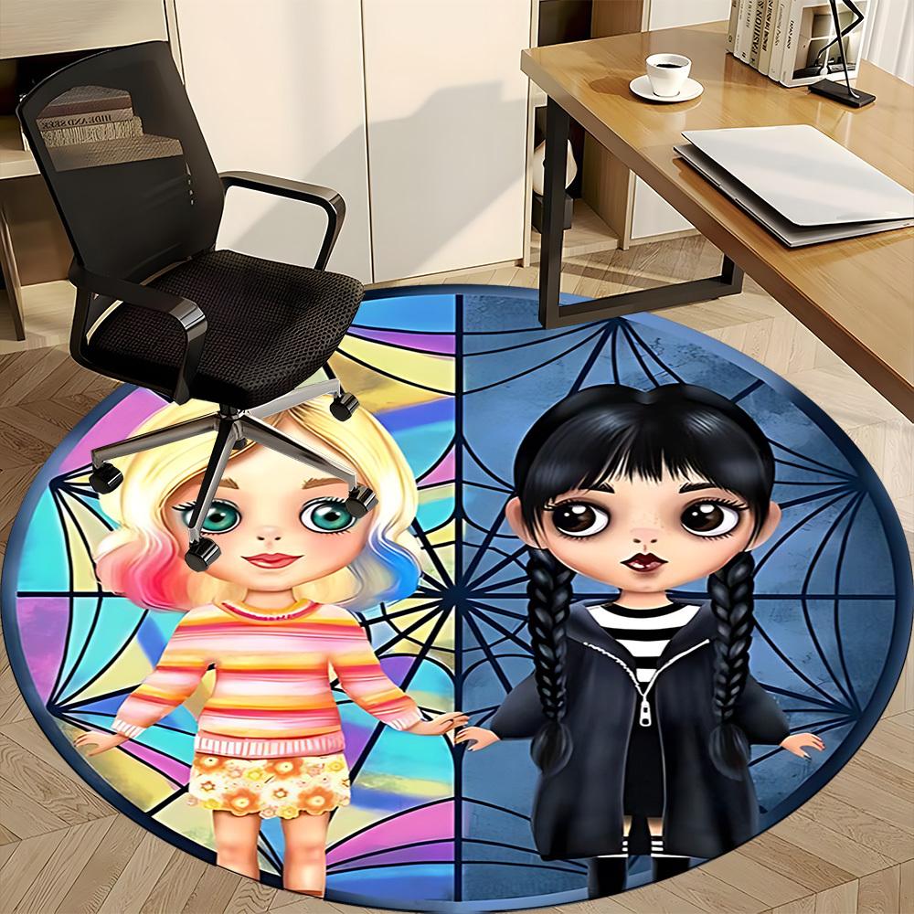 1pc Wednesday Office Round Area Rug, Under Office Chairs Bedroom Living Room Home Decor, Available in Various Sizes