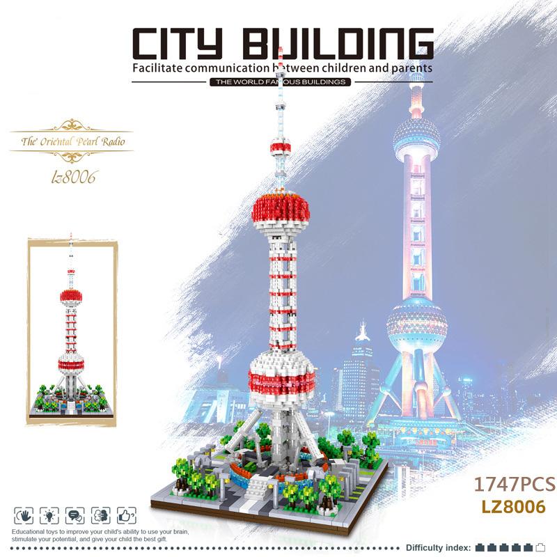 

World Famous Modern Architecture Nanobricks China Shanghai Oriental Pearl Tv Tower Micro Construction Block Model Blocks Toys