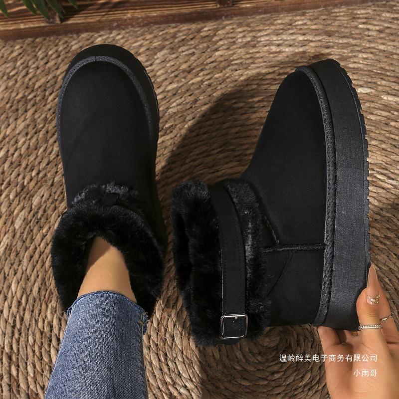 Foreign trade new large size plush thick-soled cotton shoes women's thickened color matching warm short snow boots