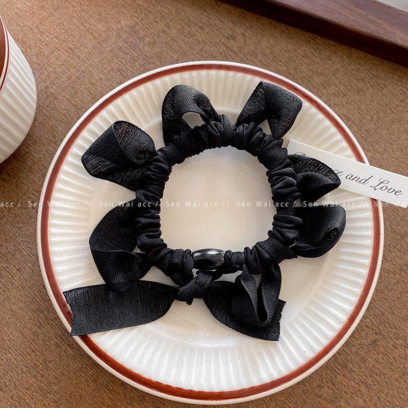 Bow folds tie hair ring Women do not hurt hair High elastic ball head rope does not restrain hair Small intestine ring